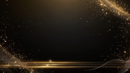 Poster - Golden sparkles and shimmering lights create a mesmerizing background in a dark setting