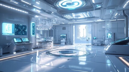 Poster - A futuristic factory using VR and AI for predictive manufacturing analysis.