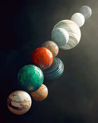Poster - Celestial harmony shines as planets align in a cosmic ballet across the universe