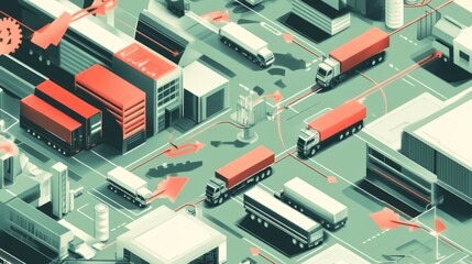 Poster - connecting supply chain networks global perspective infographic digital environment aerial view symb