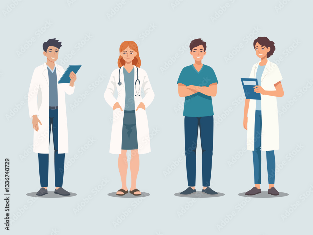 Vector illustration of medical professional, including doctors and ...