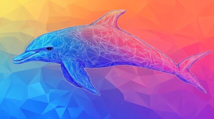 Poster - Creating abstract dolphin outline digital studio geometric art virtual environment aesthetic perspective unique concept