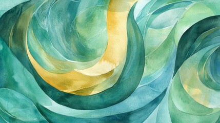 Poster - Captivating abstract watercolor swirls online gallery digital art virtual environment artistic perspective green tea hues