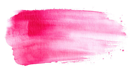 Wall Mural - one single pink watercolor aquarelle abstract brush stroke isolated on white or transparent background
