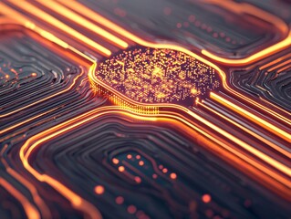 Aufkleber - Abstract Glowing Circuit Board Design Digital Realm High-Definition Visuals Futuristic Environment Close-Up View Technology Concept