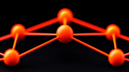 Aufkleber - Abstract Network Connection Orange Design Studio Setting Digital Artwork Dark Background Close-up View Conceptual Visualization