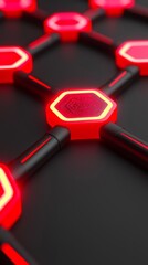 Fototapete - Abstract Red Hexagon Network Futuristic Design Digital Environment Graphic Concept Modern Aesthetic High-Tech Viewpoint