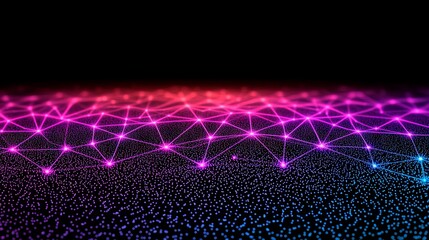 Aufkleber - Dynamic Abstract Network Connection in a Futuristic Landscape Visual Art Digital World Glowing Environment High Perspective