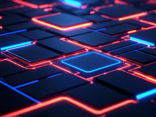Aufkleber - Futuristic Abstract Technology Design Digital Space Graphic Art Neon Environment Close-Up View Innovation Concept
