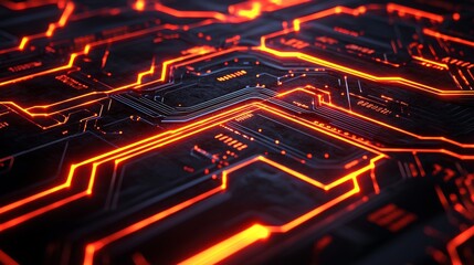 Aufkleber - Futuristic Circuit Board Design Digital Environment Abstract Art Glowing Lines Technology Concept for Innovation