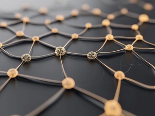 Aufkleber - Abstract Network Connection Gold Visualization Technology Field Digital Art Modern Aesthetic Close-Up View Structural Design