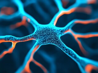 Aufkleber - Microscopic Neural Network Abstra Exploring Neural Structures Digital Art High-Tech Environment Scientific Perspective