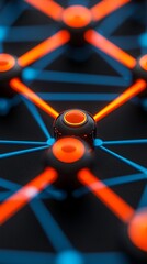 Aufkleber - Abstract Network Connection Glow Featuring Interconnected Nodes in Dark Environment
