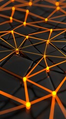 Aufkleber - Dynamic Abstract Network Connection Glowing on Dark Surface Technology Graphic Design Futuristic Close-Up Digital Visualization