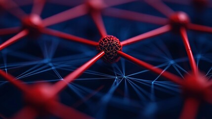 Aufkleber - Dynamic Red Network Connection Abstract Visualization Digital Art Tech Environment Close-Up Connectivity Concept