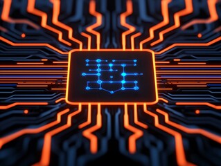 Aufkleber - Futuristic Circuit Board Design Technology Lab Digital Artwork Abstract Environment Close-up View Innovation Concept