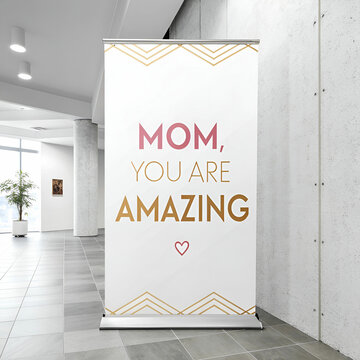 A sleek and modern Mother's Day banner with a clean design, minimalist typography, and soft pastel tones.