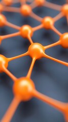 Poster - Dynamic Abstract Network Structure in Orange Close-Up View Technology Concept Modern Environment