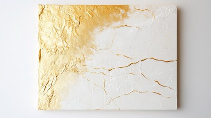 Poster - Creating minimalist gold artwork studio digital creation white background close-up abstract expression