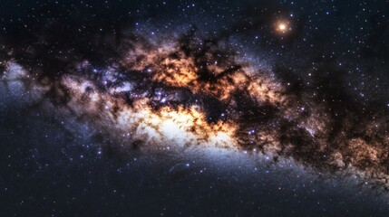 Poster - A Majestic Display of the Milky Way Galaxy Stretching its Spiral Arms in the Vast Starry Night