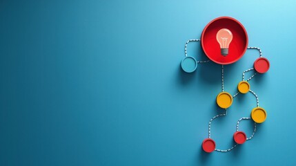 Poster - Illuminating customer journey insights with a vibrant red and yellow lightbulb symbolizing innovative ideas and inspiration