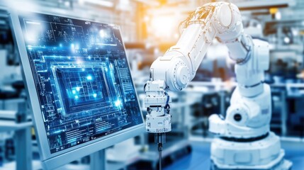 Poster - Advanced industrial sensors collecting data for AI-driven production optimization.