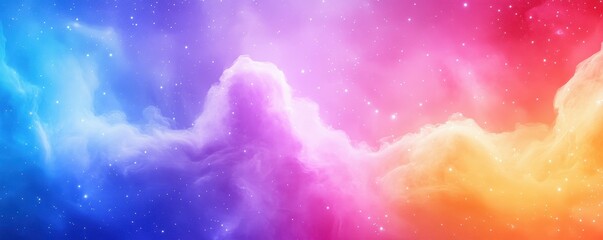Poster - A vibrant blend of colors in the form of clouds, showcasing shades of blue, pink, and orange, creating a dreamy, ethereal atmosphere.