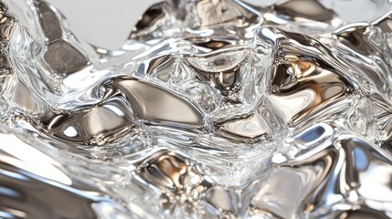 Poster - Abstract liquid chrome motion forming smooth, reflective waves