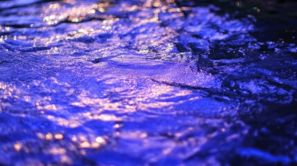 Poster - Abstract liquid waves in neon purple and blue hues, reflecting light with a high-tech aesthetic