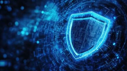 Poster - Cybersecurity-inspired computer logo featuring an encrypted shield icon.