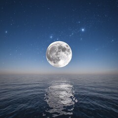 Wall Mural - The moon is fully illuminated in a clear night sky.