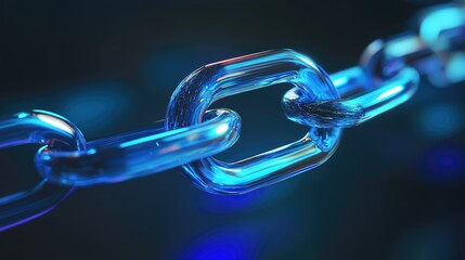 Poster - Elegant chain link icon with a glass effect, floating over a futuristic blue interface.