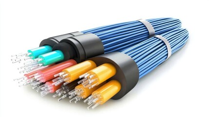 Poster - Fiber optic cables glowing with data transmission, representing high-speed connectivity.
