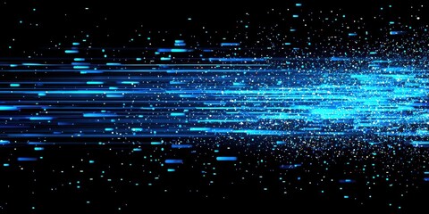 Wall Mural - a blue line of light with many small blue dots