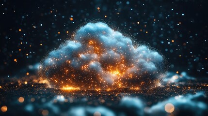 Poster - Secure cloud-based communication with futuristic encryption visuals.