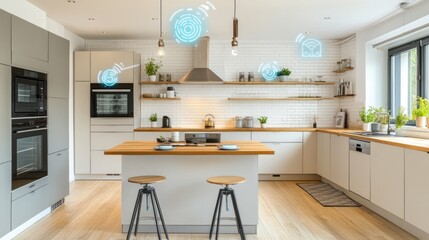 Poster - Smart home IT technology with AI-integrated automation systems.