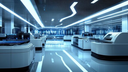 Poster - Ultra-modern testing facility conducting high-precision quality assessments.