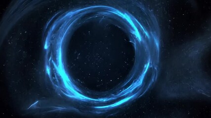Poster - Circular Light Portal in Dark Space Evoking Mystery and Vastness with Glowing Blue Elements, Concept of Travel, Dimensions, and Cosmic Phenomena