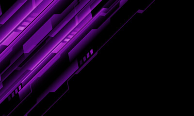 Poster - Abstract purple neon cyber dynamic geometric technology futuristic on black blank space design modern background vector
