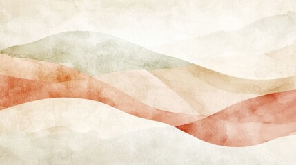 Poster - a painting of a mountain range with a red and green stripe