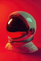Poster - Astronaut helmet on a bright red background