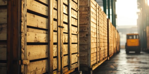 Poster - A forklift parked in a warehouse setting