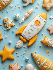 Poster - A close-up shot of a cookie with a rocket design, perfect for use in advertisements or editorial content