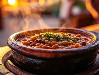 Poster - A simple meal of beans and herbs served on a plate