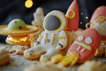Poster - A close-up of a cake with an astronaut figurine, perfect for celebrating space-themed parties or adding to your collection