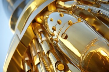 Poster - A close-up view of a gold instrument with a bright blue sky in the background, great for use in travel or nature-themed projects
