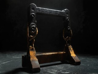 Aufkleber - A simple wooden picture frame on a black background, perfect for showcasing your favorite photos or artwork