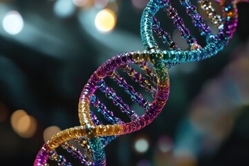 Poster - A detailed view of two strands of DNA intertwined, suitable for medical or scientific illustration