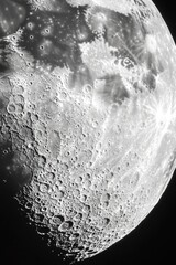 Poster - A high-contrast image of the moon, captured in black and white