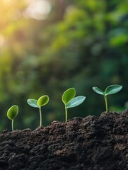 Poster - Close-up of small plants growing from the soil, with roots and stems visible